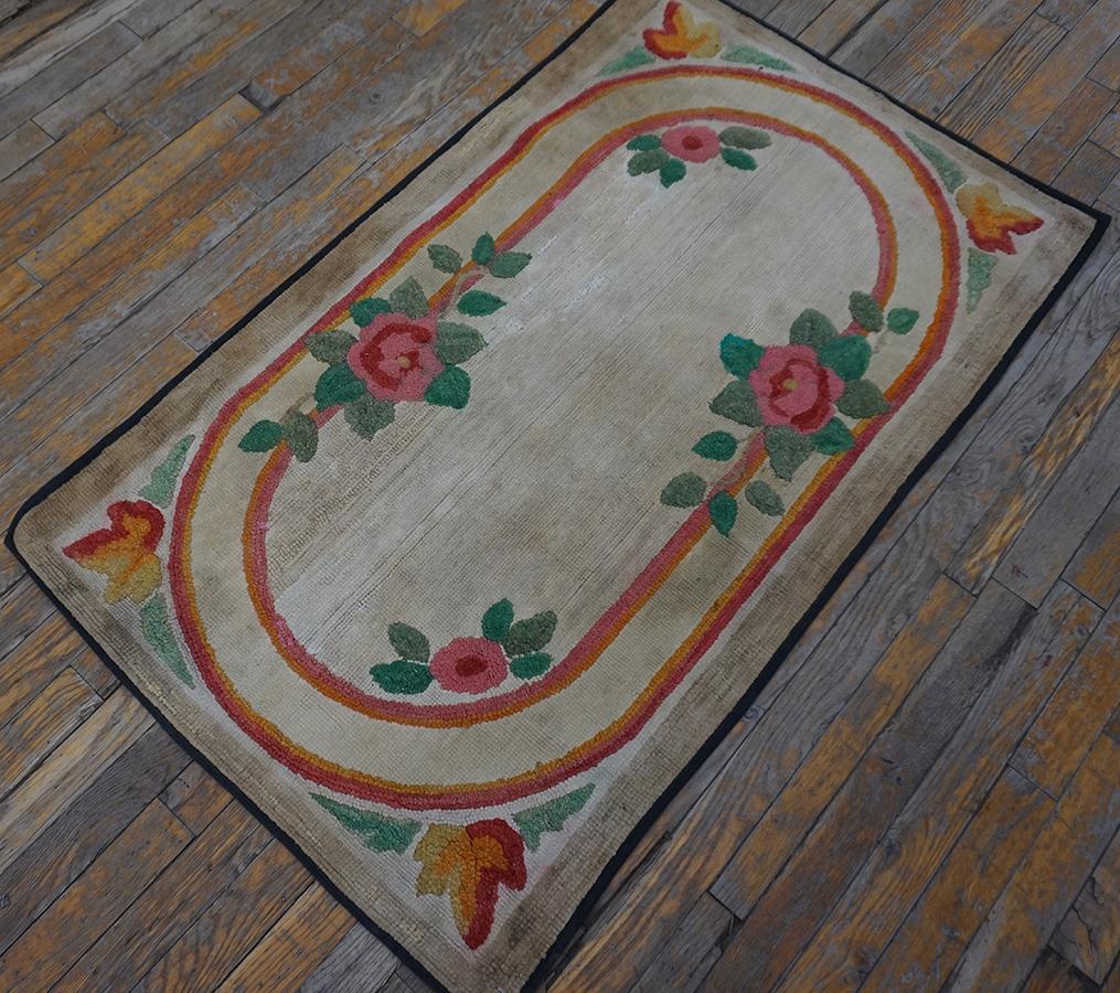 Folk Art Early 20th Century American Hooked Rug ( 2'6