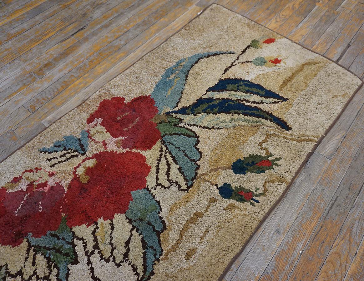 Hand-Woven Antique American Hooked Rug For Sale