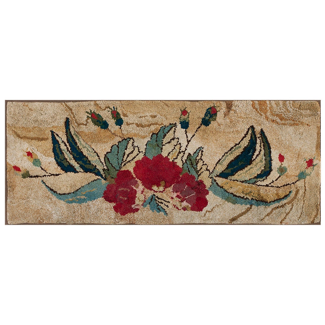 Tapis crocheté américain ancien