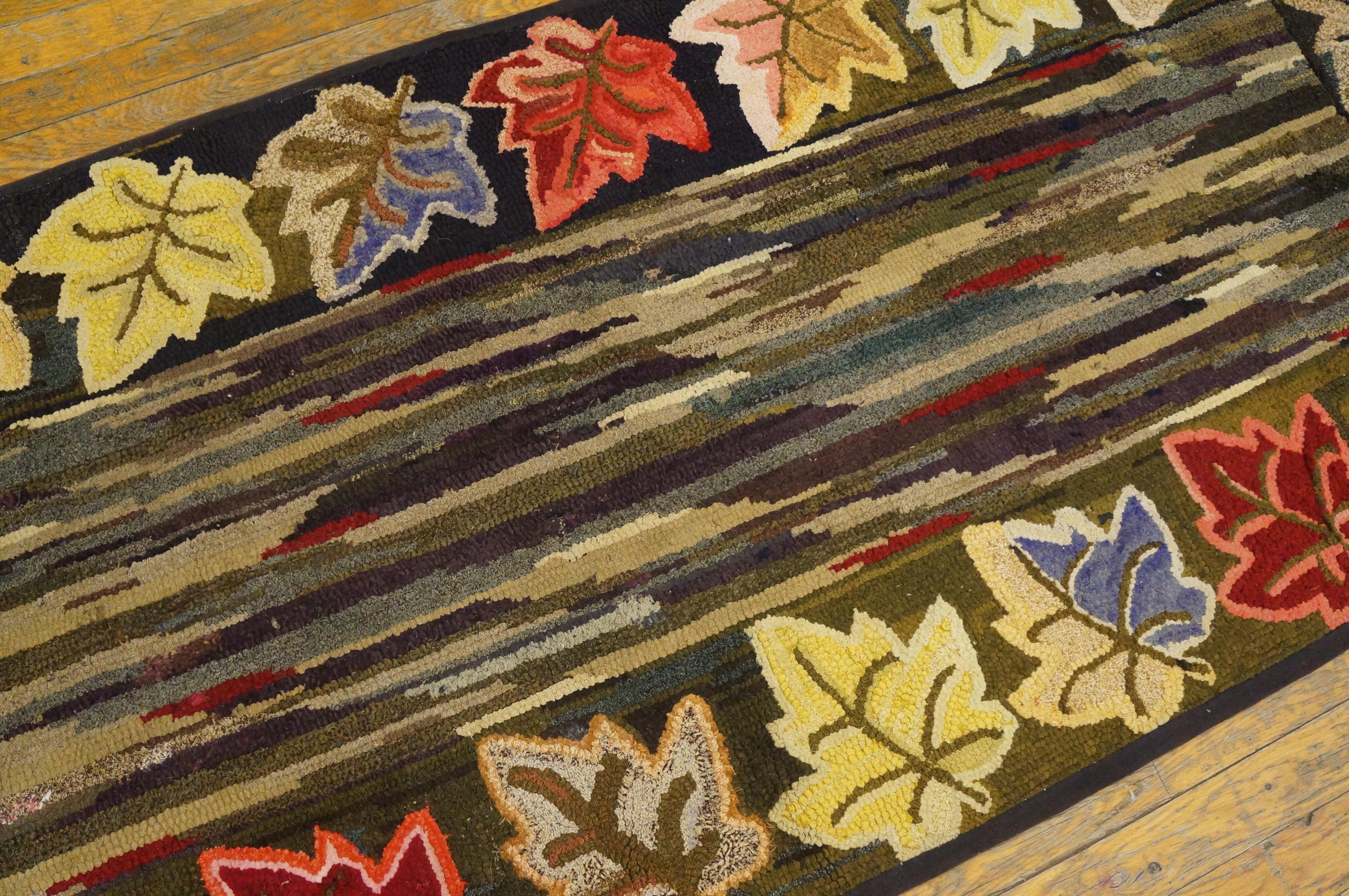 1930s American Hooked Rug Runner ( 2'6