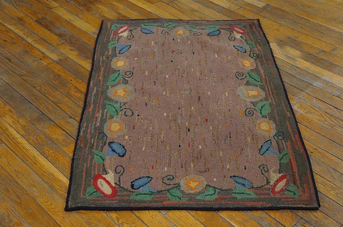 Hand-Woven Antique American Hooked Rug For Sale