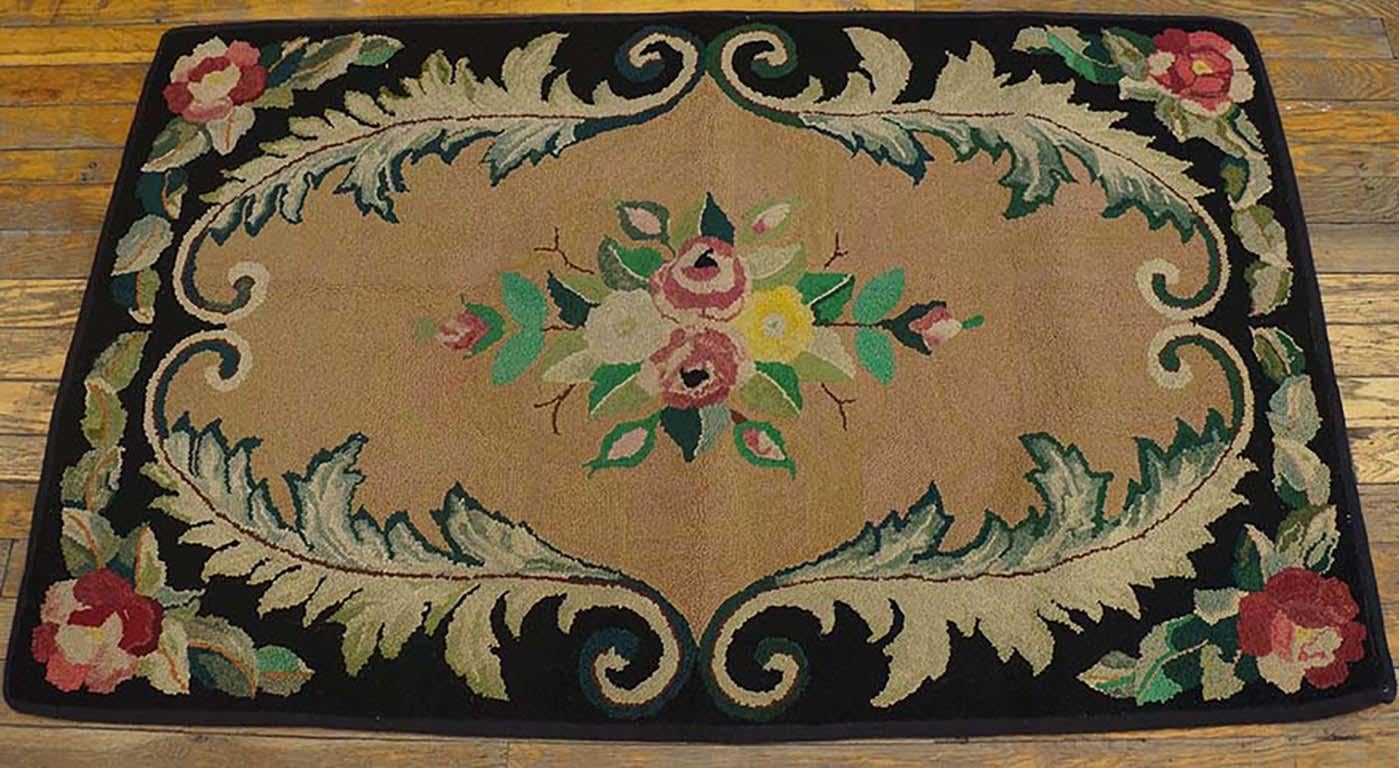 Antique American hooked rug, size: 2'7