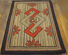 Pretty Tan-Camel Color & Subtile Geometric Design Antique American Navajo Rug