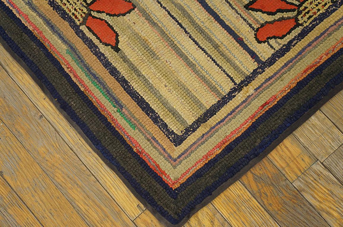 Hand-Woven Antique American Hooked Rug 2' 8