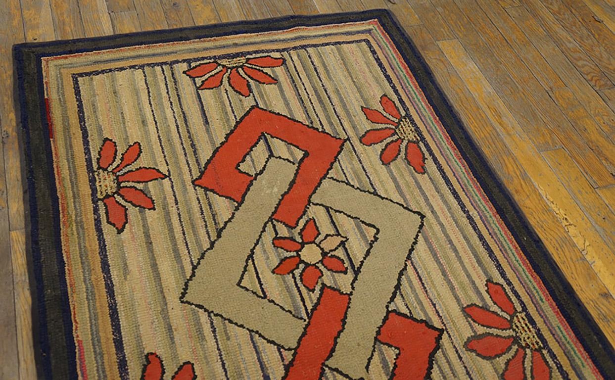 Early 20th Century Antique American Hooked Rug 2' 8