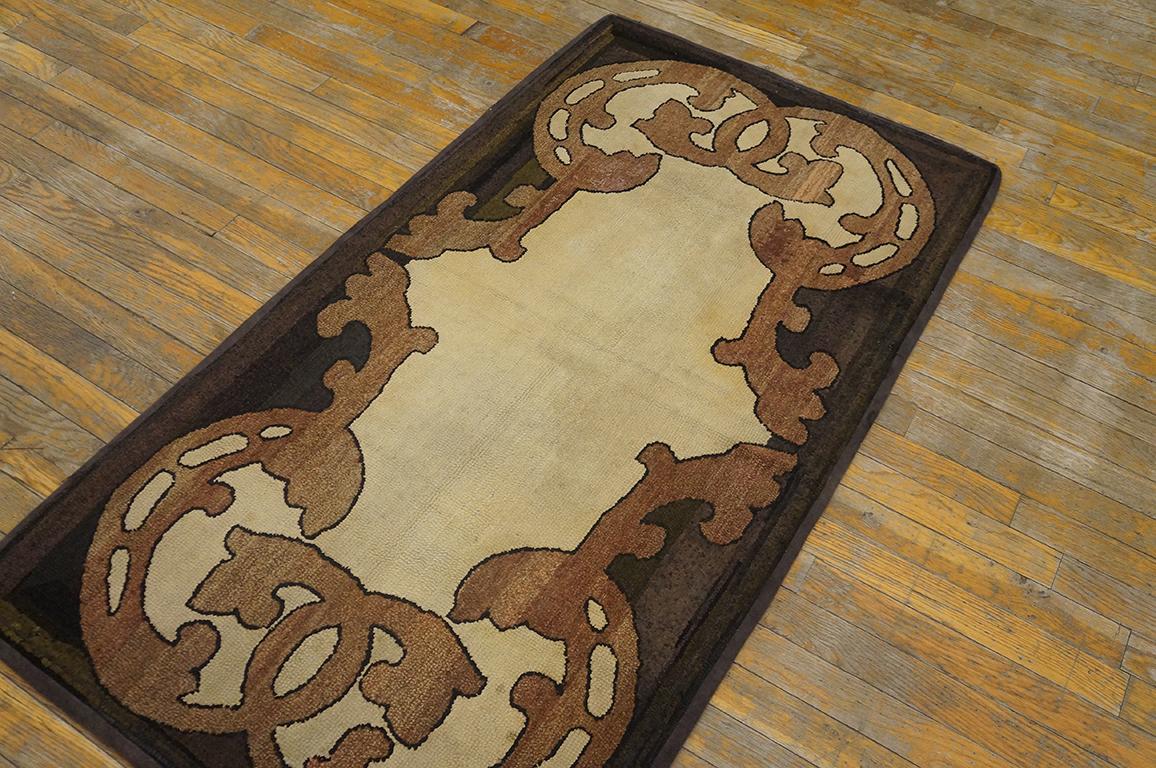 Wool Antique American Hooked Rug For Sale