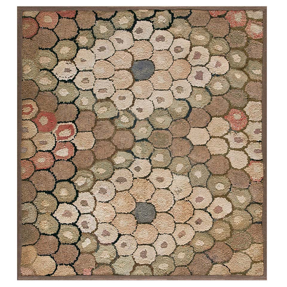 Antique American Hooked Rug For Sale at 1stDibs