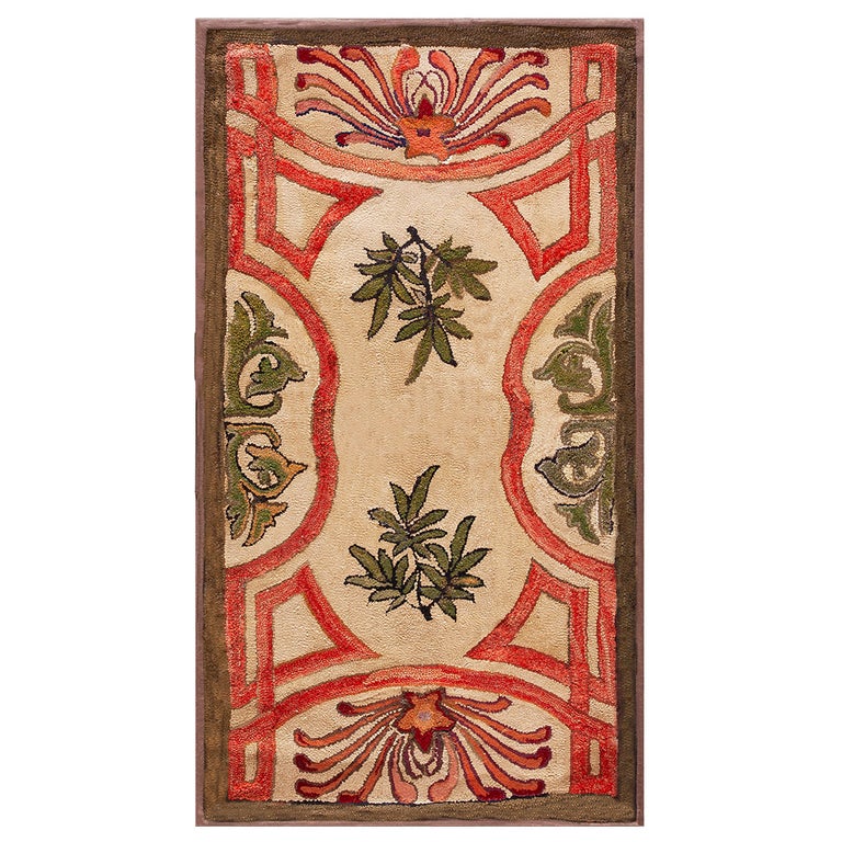 Antique American Hooked Rug For Sale at 1stDibs