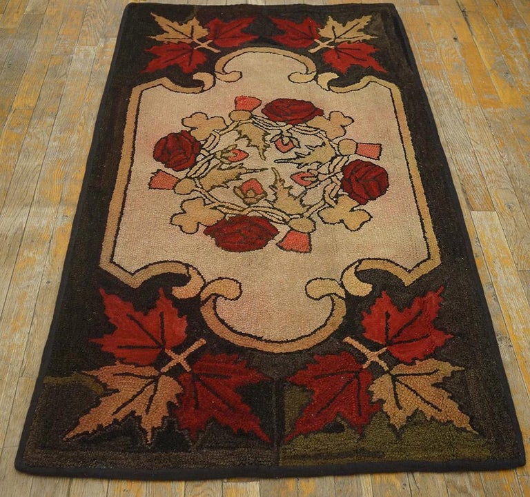 Red Hooked Rugs Antique American Hooked Rug For Sale at 1stDibs