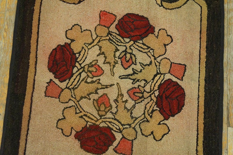 Red Hooked Rugs Antique American Hooked Rug For Sale at 1stDibs