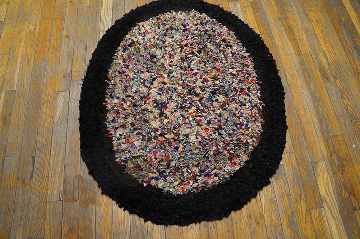Tapis crocheté américain ancien. Taille : 2'8