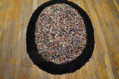 1930s Multi Abstract Folk Art Antique American Hooked Rug 2'8" x3'6" Wool Carpet