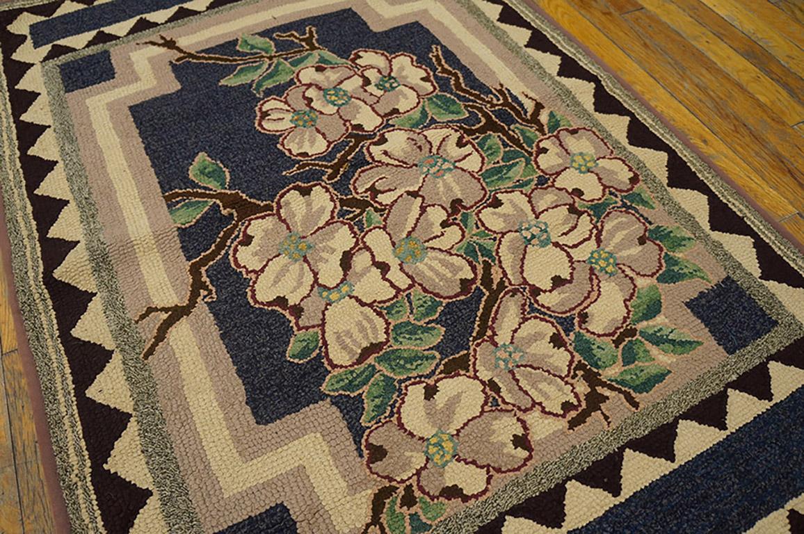 Hand-Woven Antique American Hooked Rug For Sale