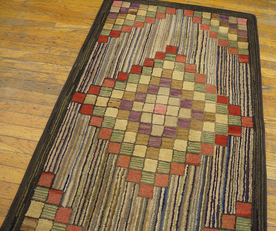 Early 20th Century Antique American Hooked Rug 3' 0