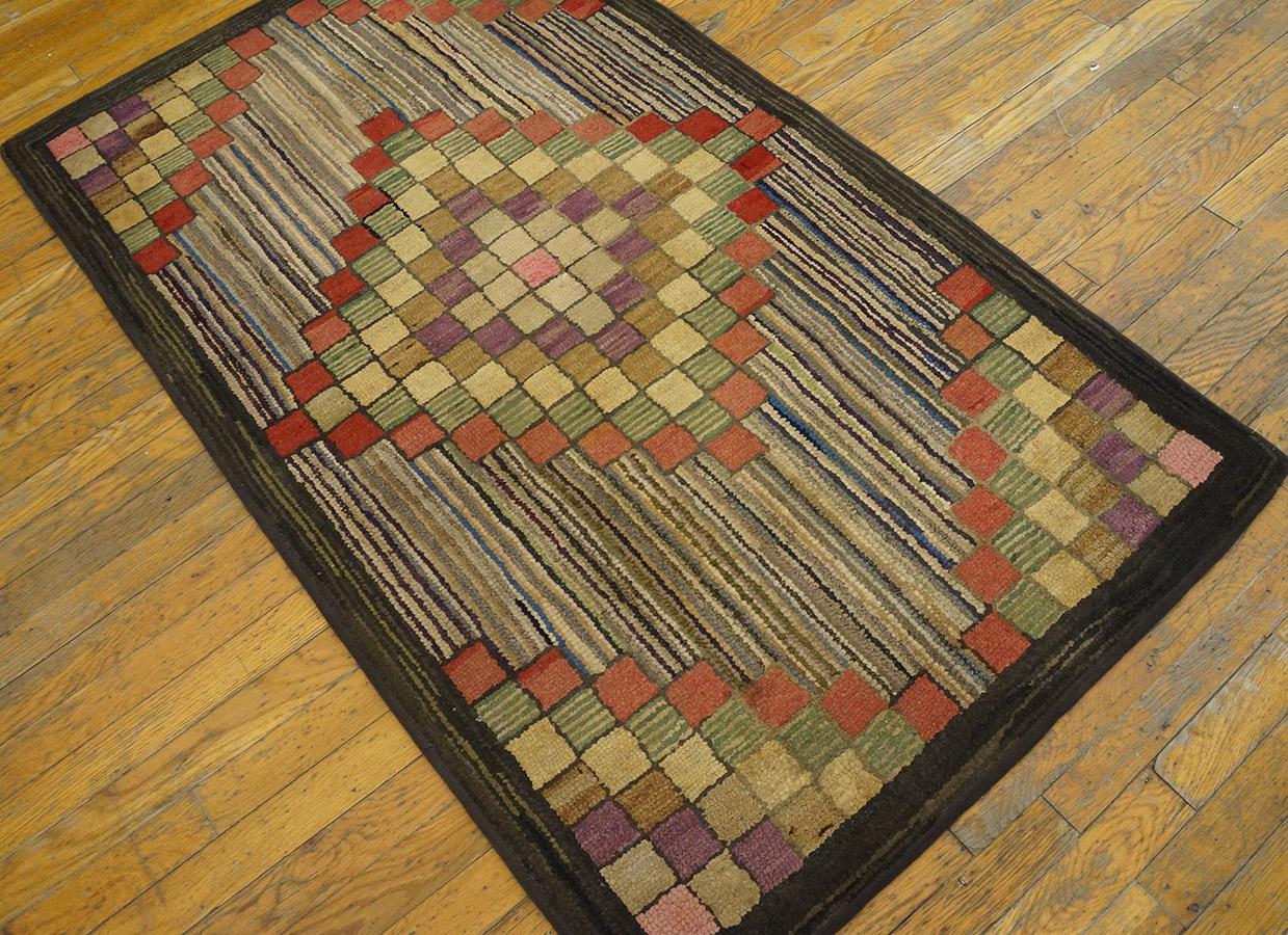 Antique American hooked rug, measures: 3'0