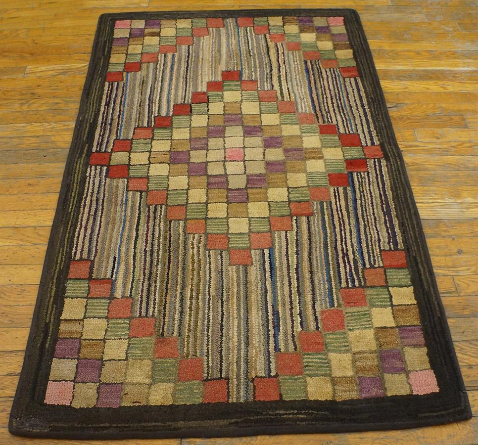 Antique American Hooked Rug 3' 0