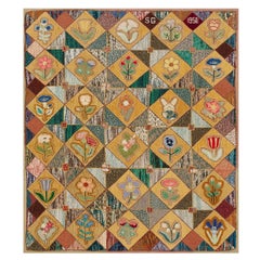 Tapis crocheté américain du milieu du 20e siècle ( 3'10" x 4'6" - 117 x 137 )