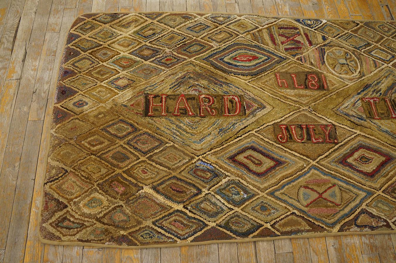 American Hooked Rug From 1870s ( 3'1