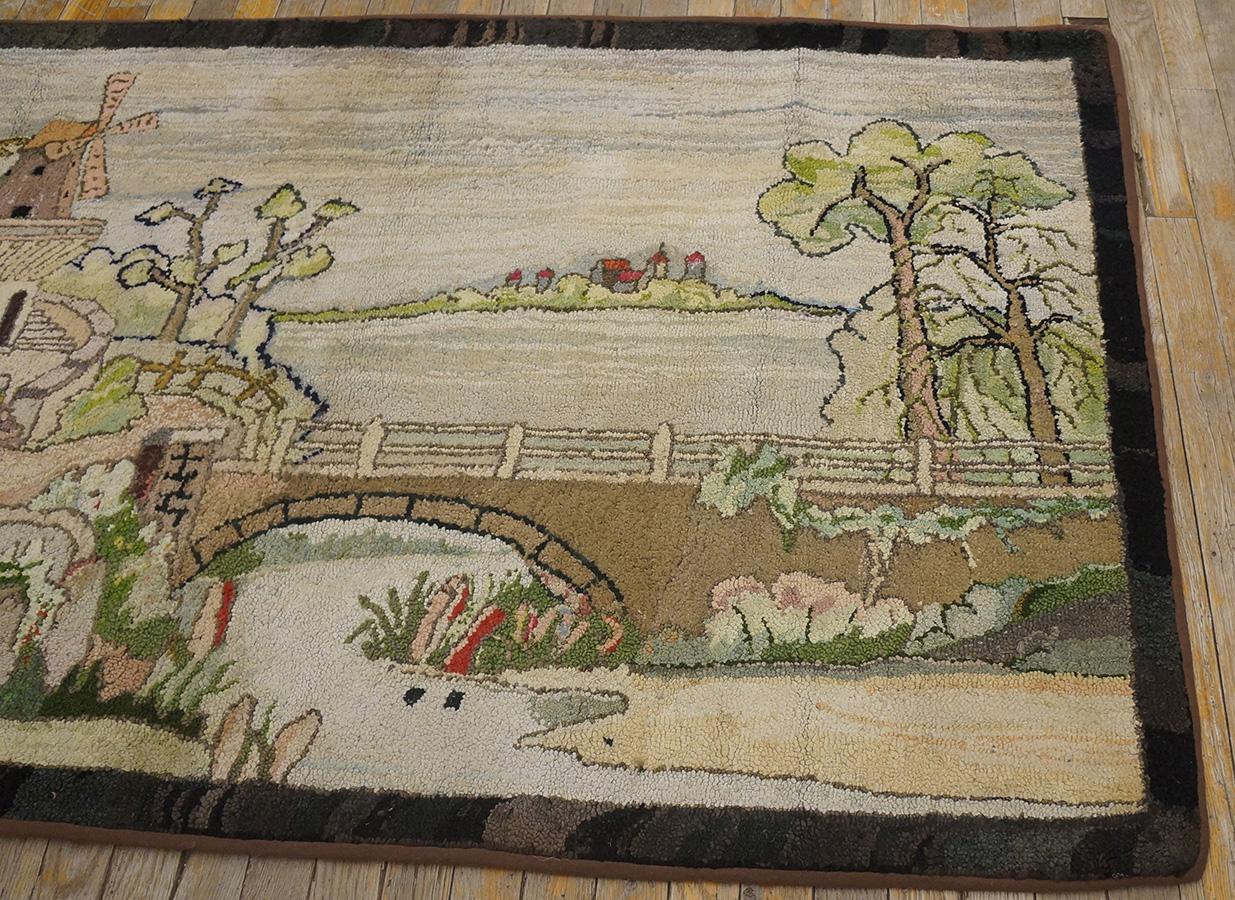 Mid-20th Century Mid 20th Century Pictorial American Hooked Rug ( 3'2