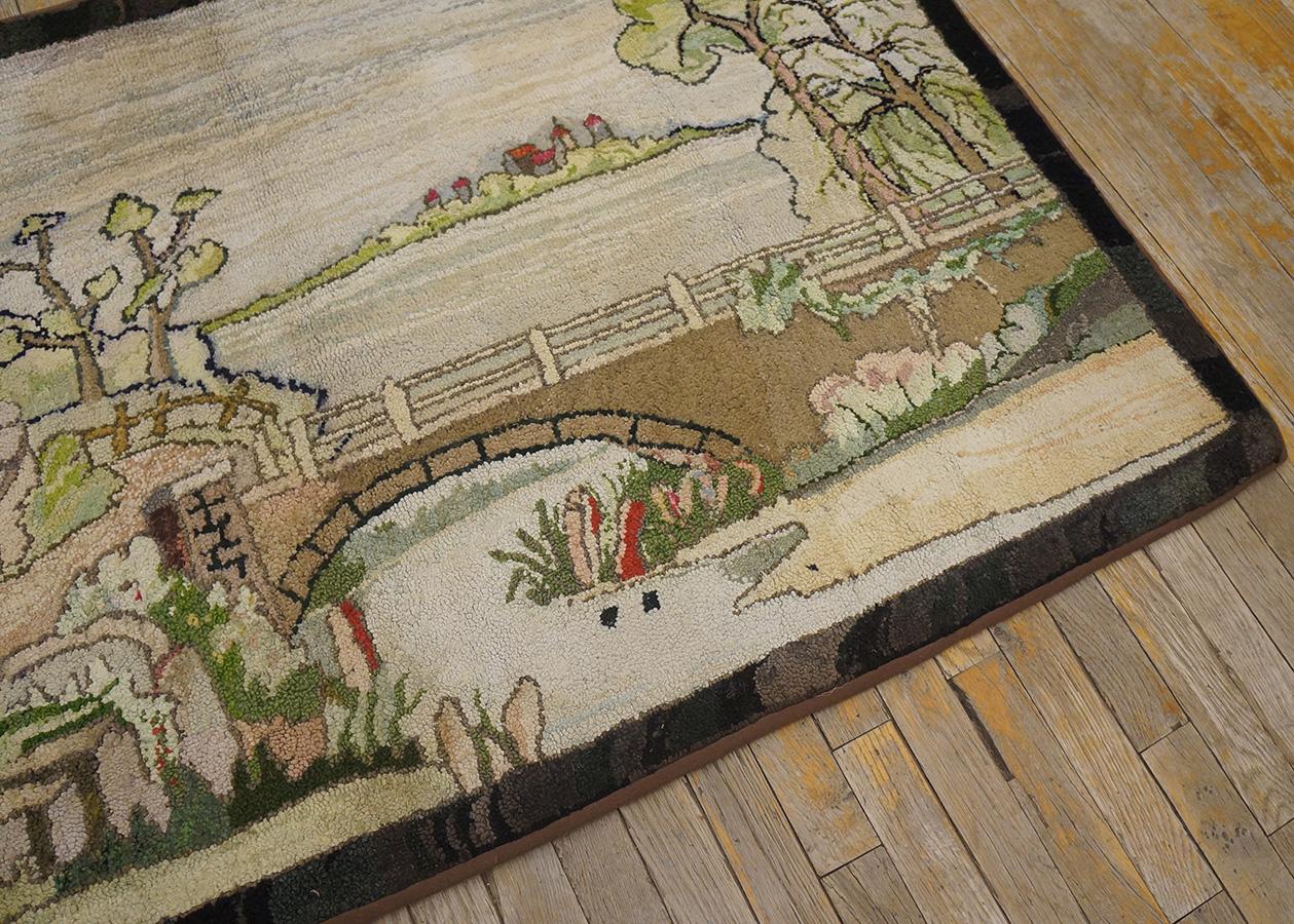 Pictorial American Hooked Teppich mit Kapuze aus der Mitte des 20. Jahrhunderts ( 3'2