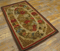 19th Century American Hooked Rug ( 3'3'' x 5' - 99 x 152 )