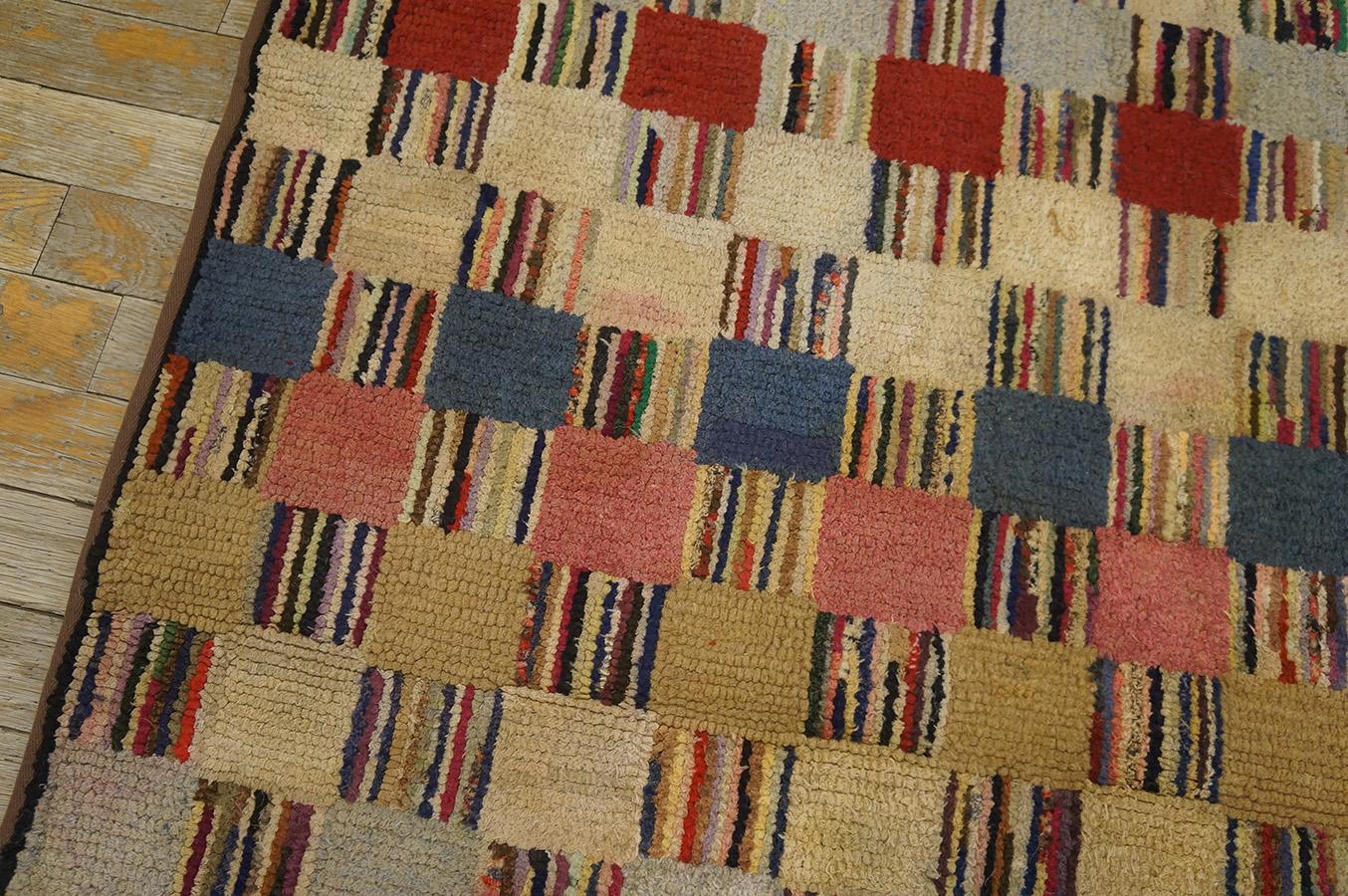 Tapis crocheté américain ancien de 3'3