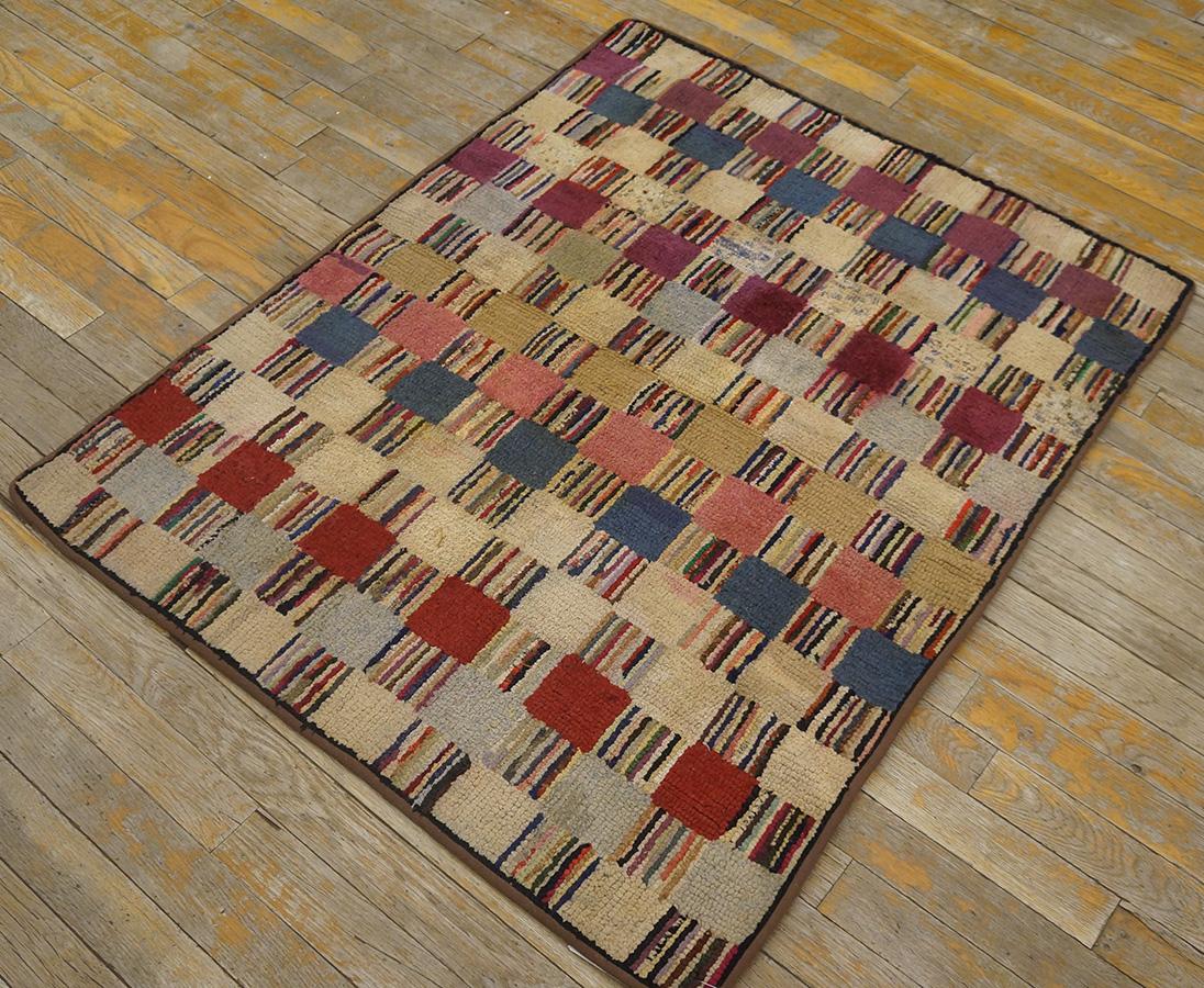 Mid-20th Century Antique American Hooked Rug 3'3