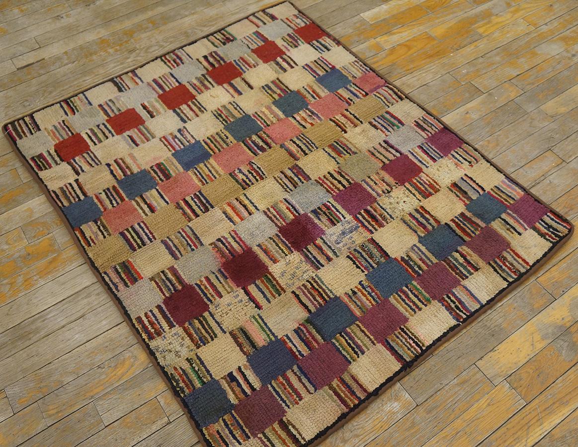 Antique American Hooked Rug 3'3