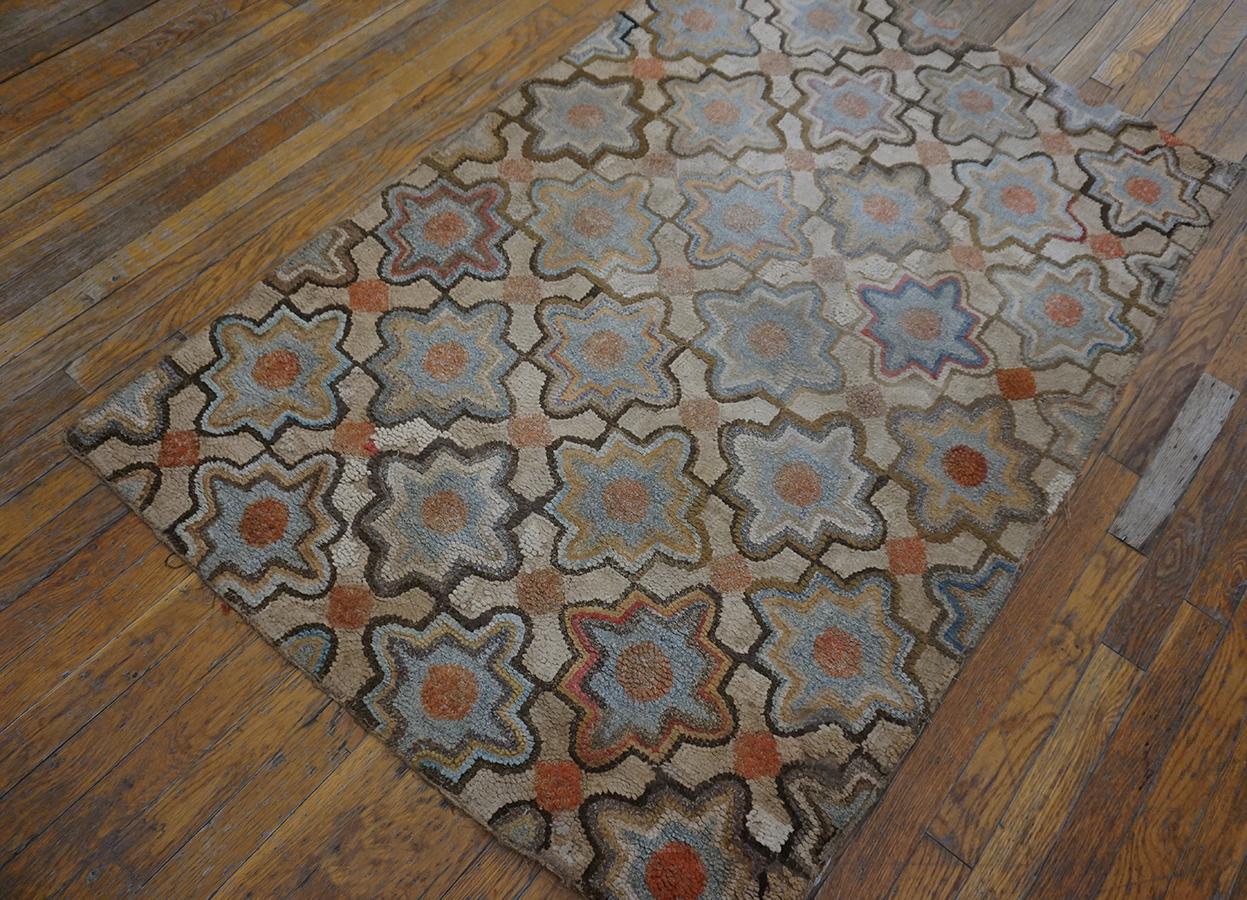 Antique American Hooked Rug, Size: 3' 4