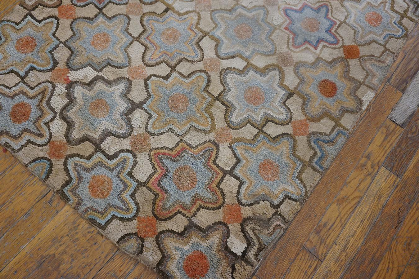 Hand-Woven Antique American Hooked Rug 3' 4