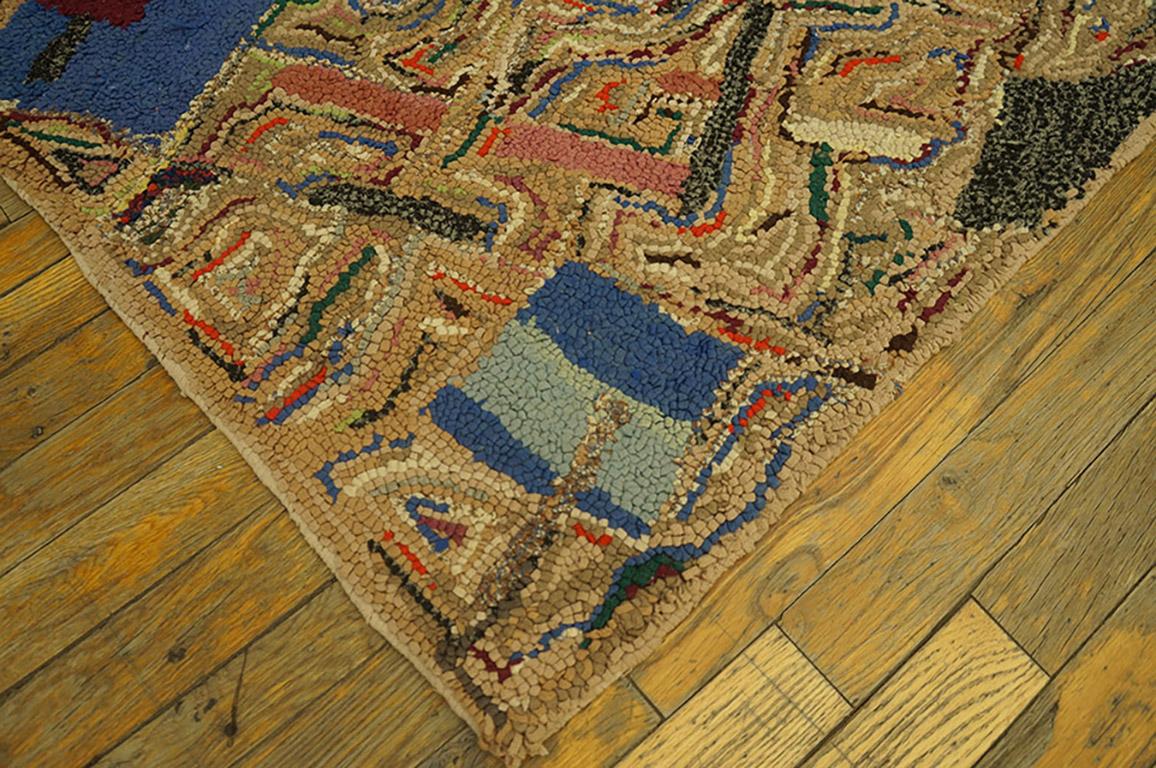 Antique American Hooked rug. Measures: 3'0