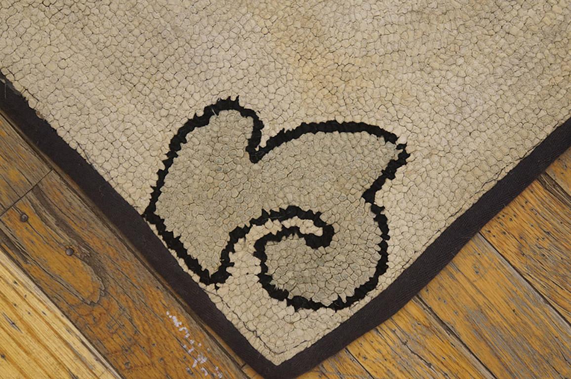 Hand-Woven 1930s American Hooked Rug ( 3' x 3'6