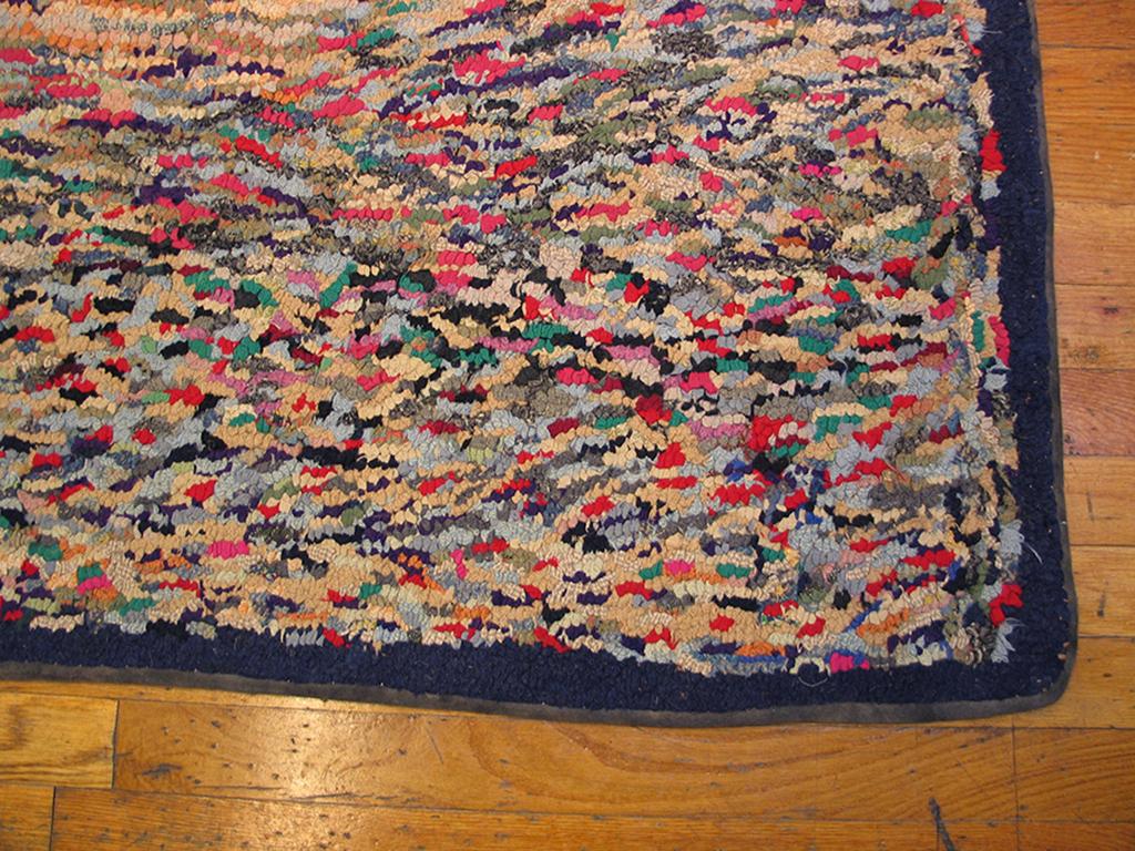 Hand-Woven Antique American Hooked Rug 3' 0