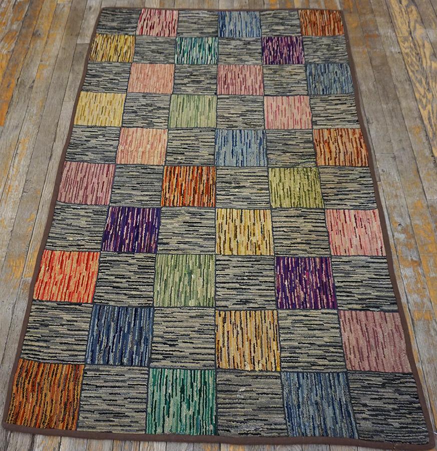 Antique American hooked rug, size:3'0