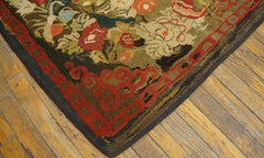 Amazing Multi Color with Unique Flower Design Antique American Hooked Rug