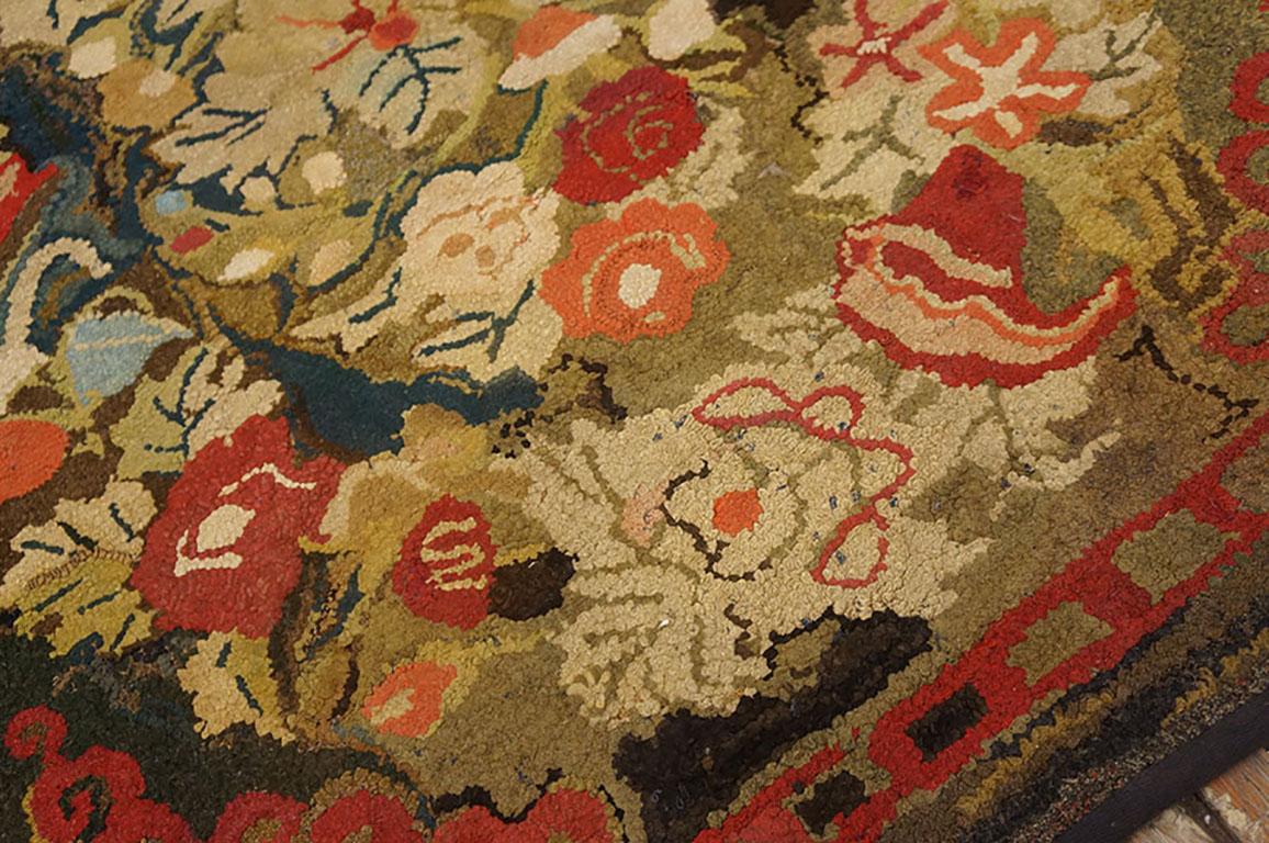 19th Century Antique American Hooked Rug 3' 0