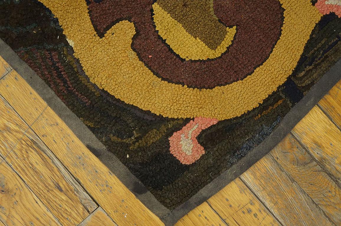 Antique American Hooked rug. Measures: 3'0