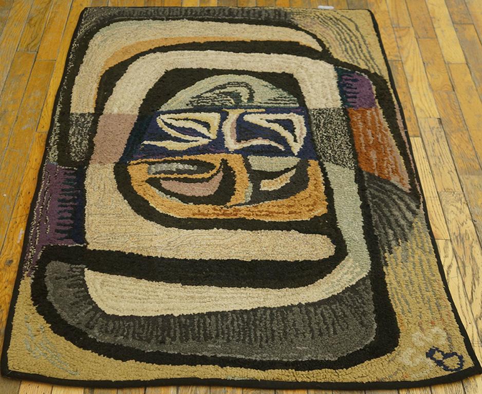 Antique American Hooked rug, size: 3'0