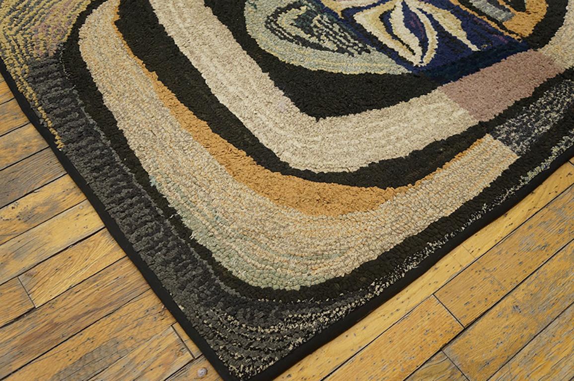 Hand-Woven Antique American Hooked Rug For Sale