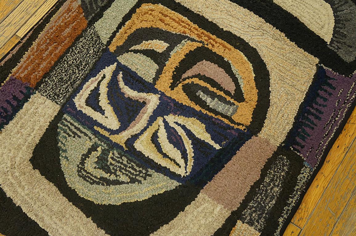 Mid-20th Century Antique American Hooked Rug For Sale