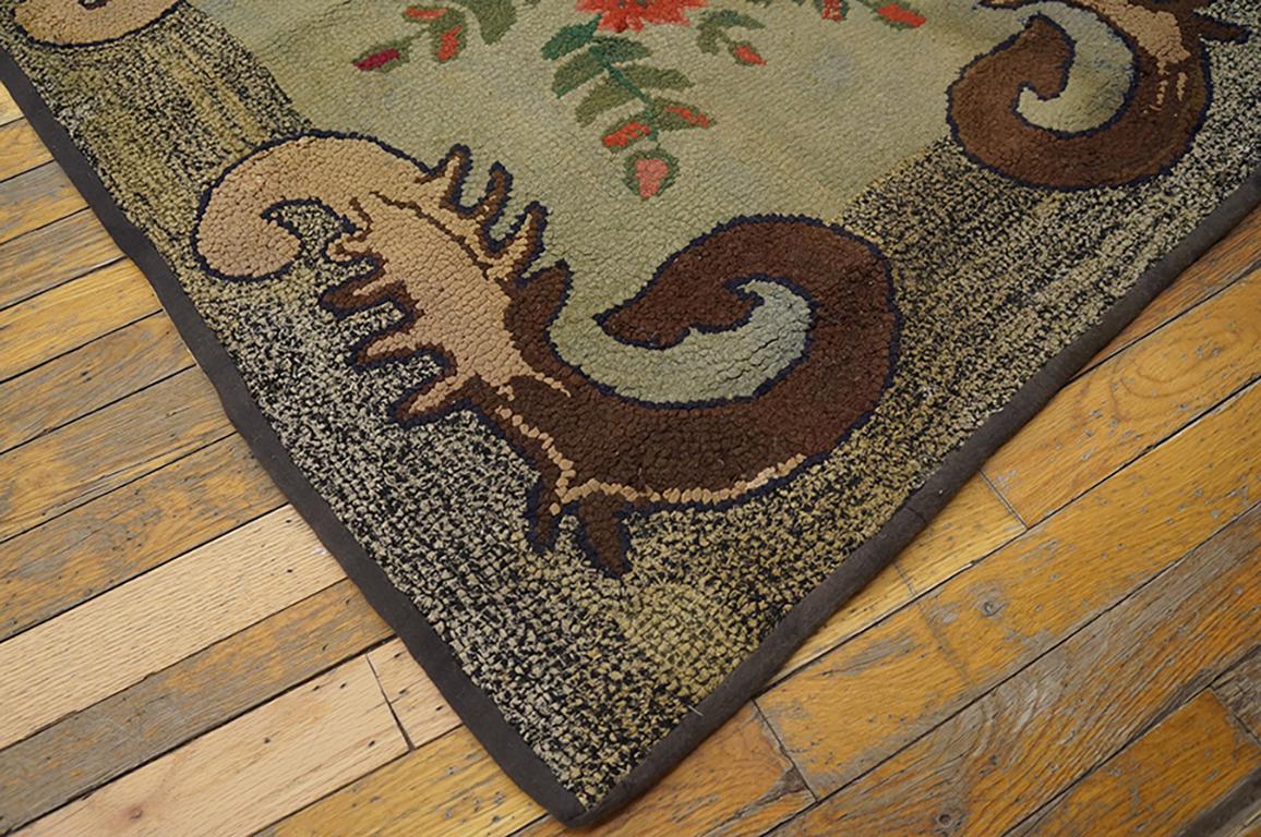 Hand-Woven Antique American Hooked Rug For Sale