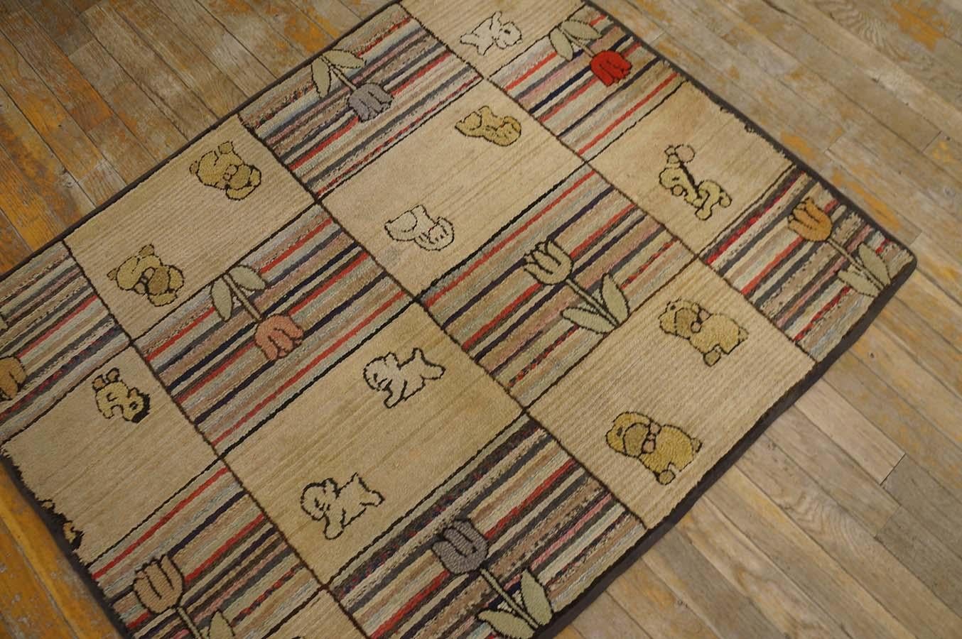 Antique American Hooked Rug 3' 0