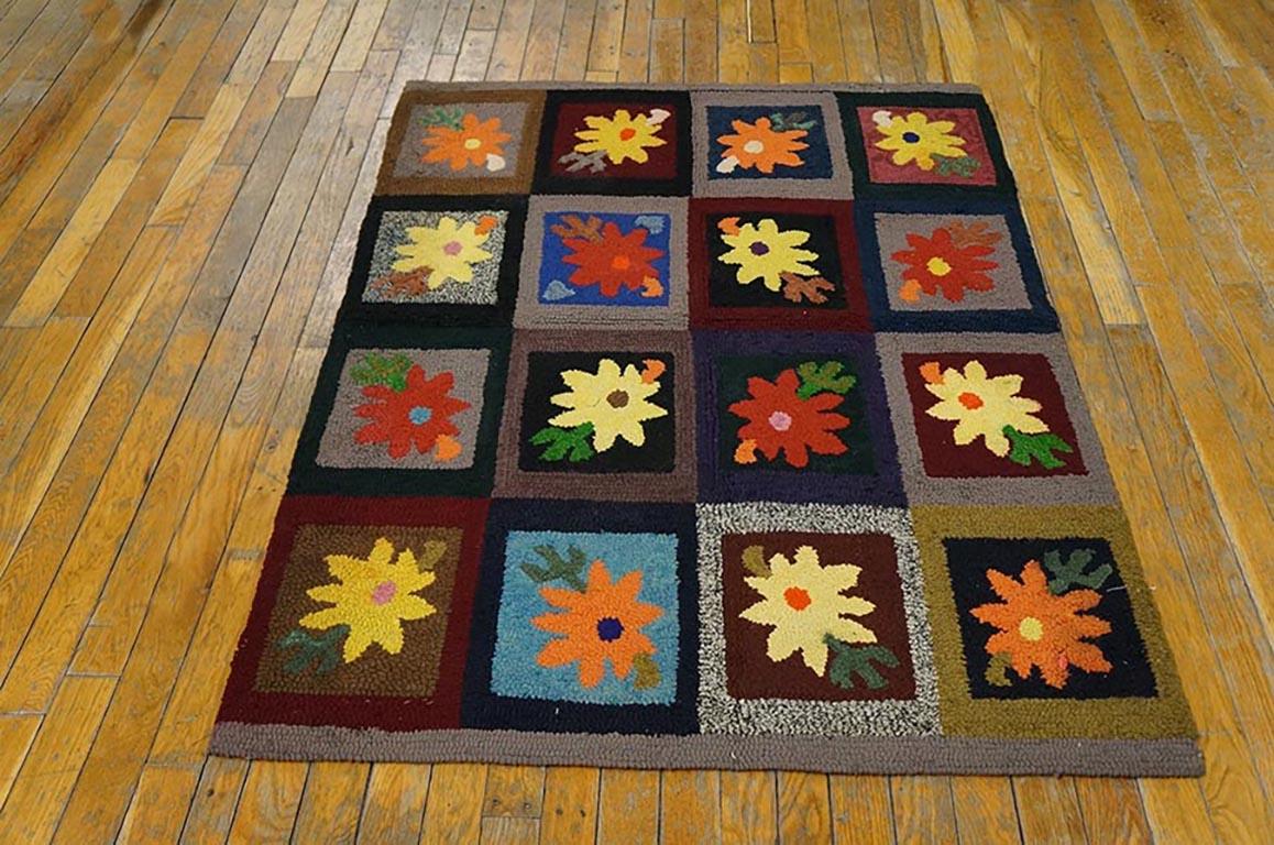 Hand-Woven Mid 20th Century American Hooked Rug ( 3' x 14'6