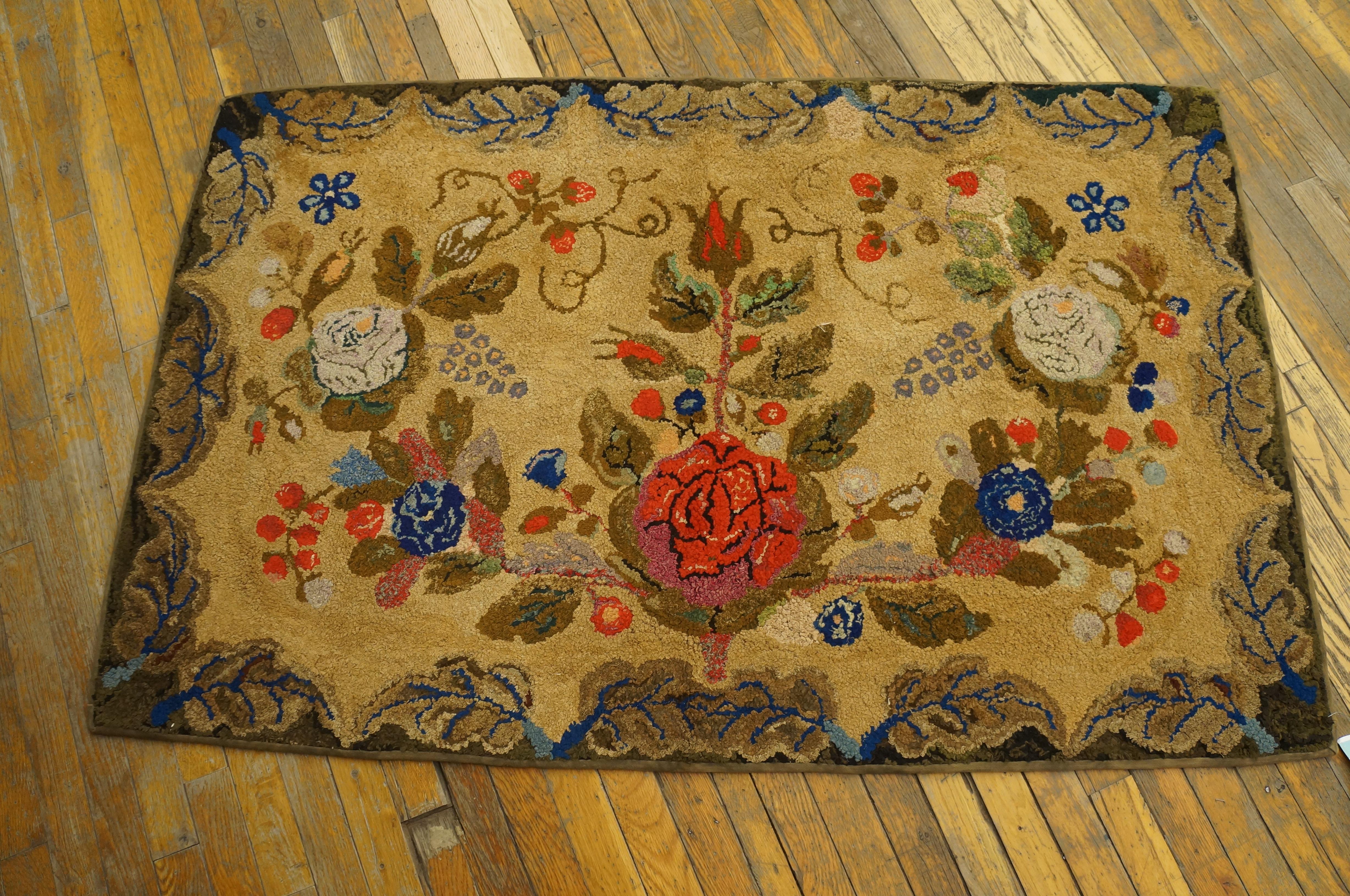 Tappeto americano del XIX secolo con ganci ( 3' x 5'5