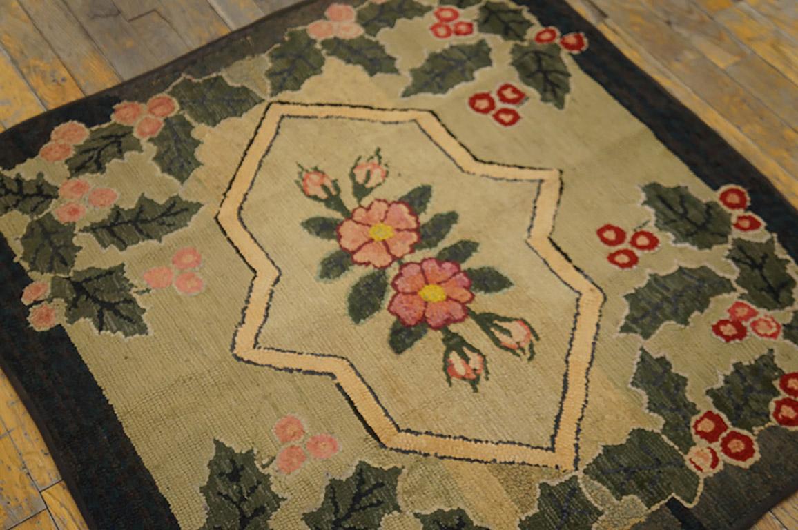 Early 20th Century American Hooked Rug ( 3' 1
