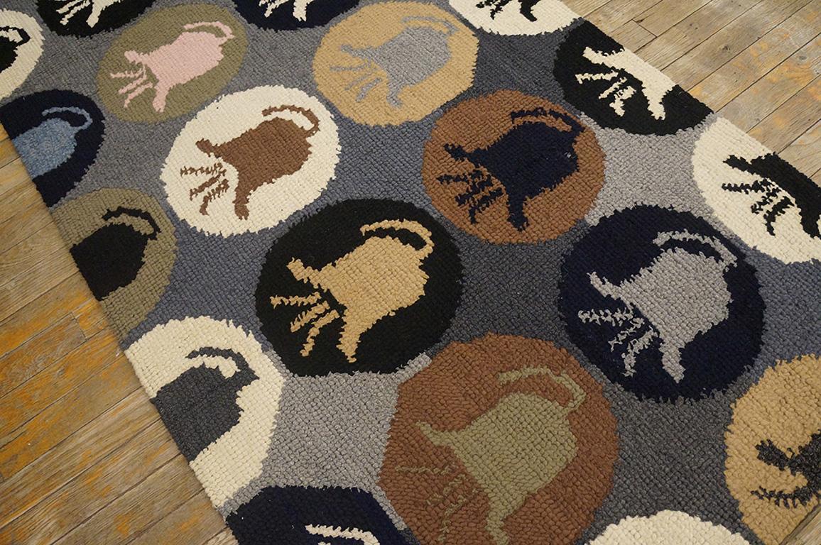 Mid-20th Century Antique American Hooked Rug 3' 1
