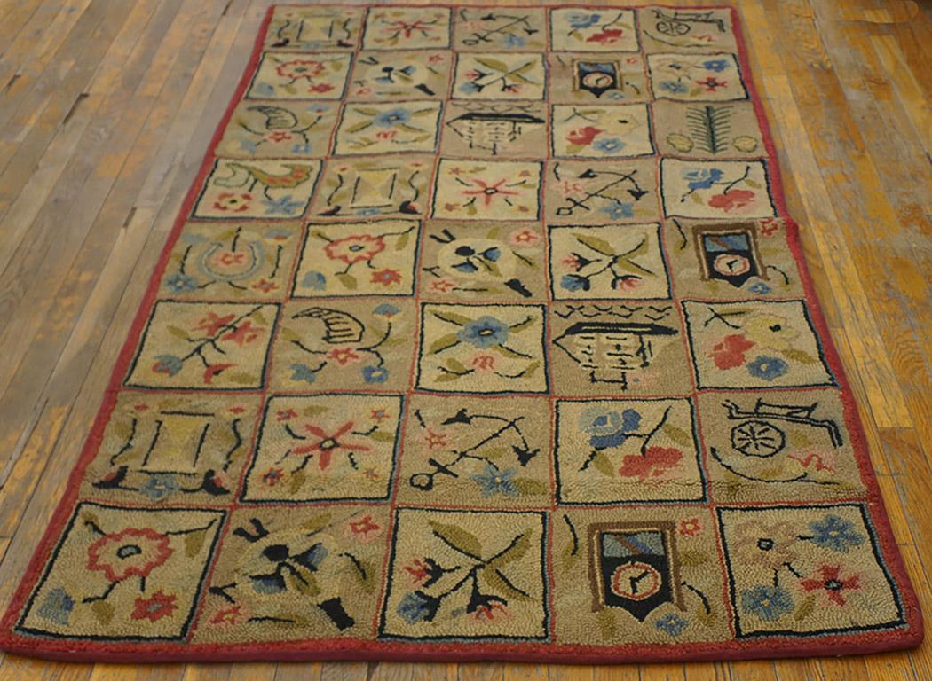 Antique American Hooked rug. Measures: 3'10
