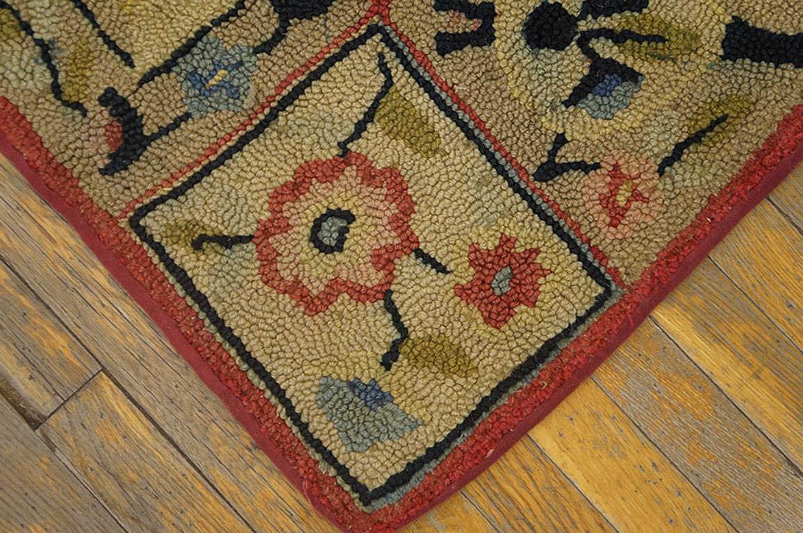 Hand-Woven Antique American Hooked Rug