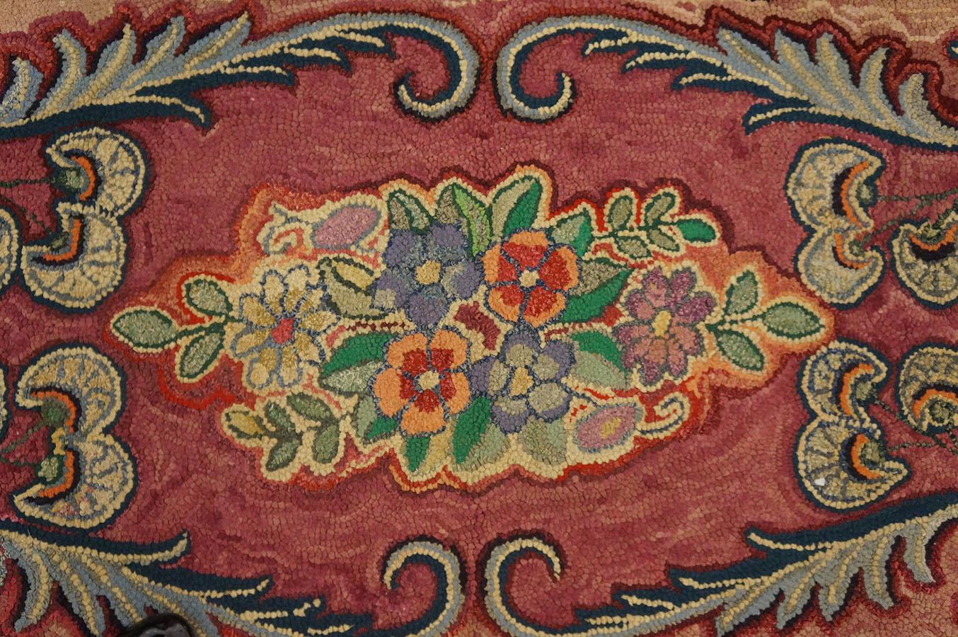 Fabric Antique American Hooked Rug For Sale