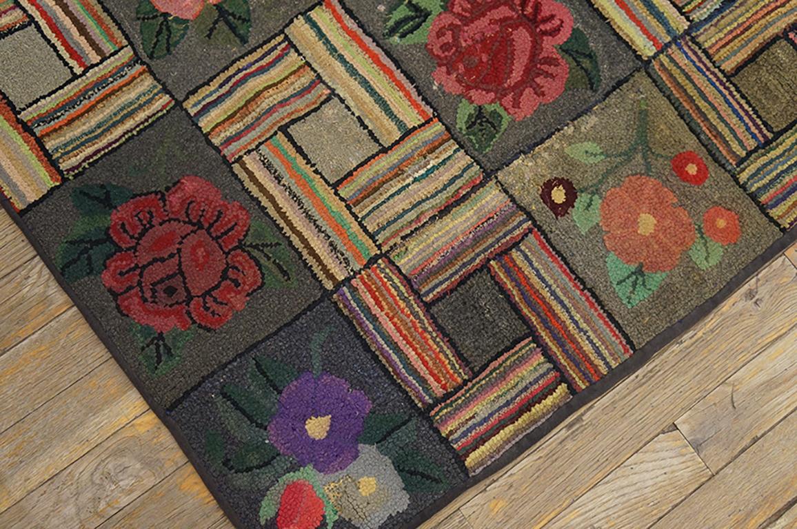 Hand-Woven Antique American Hooked Rug 6' 3
